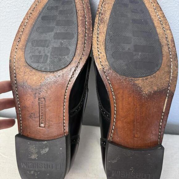 FLORSHEIM‎ BLACK LEATHER WINGTIP BROGUES DRESS LOAFER 9.5 D - Picture 6 of 9
